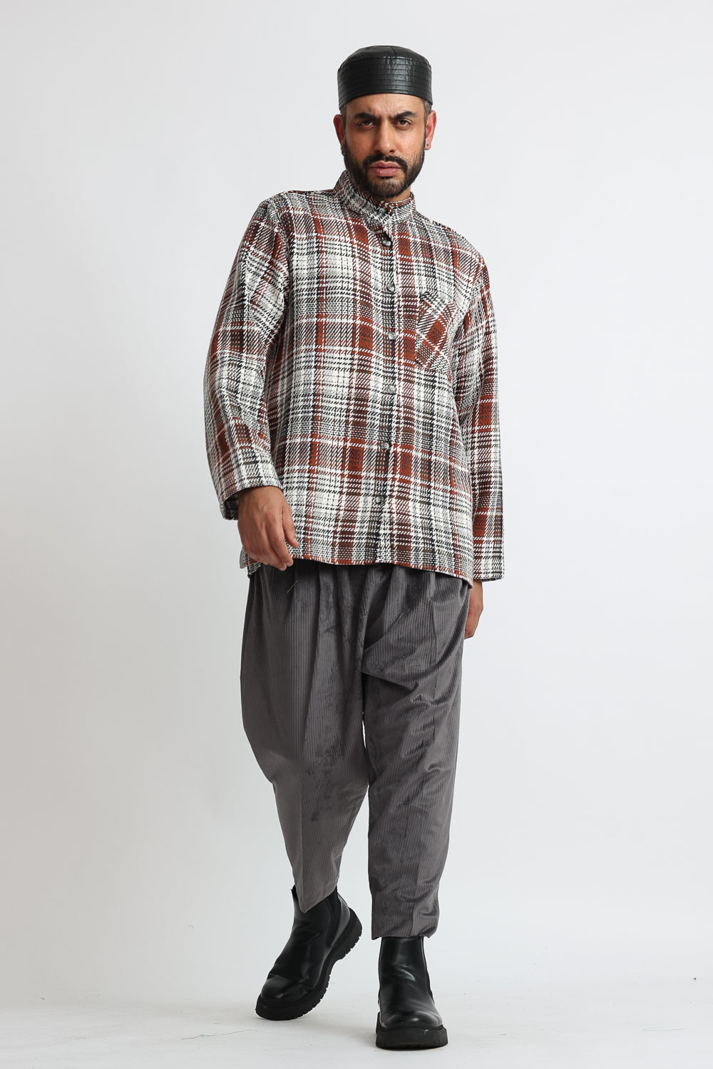 The Curator Checkered Overshirt Brown