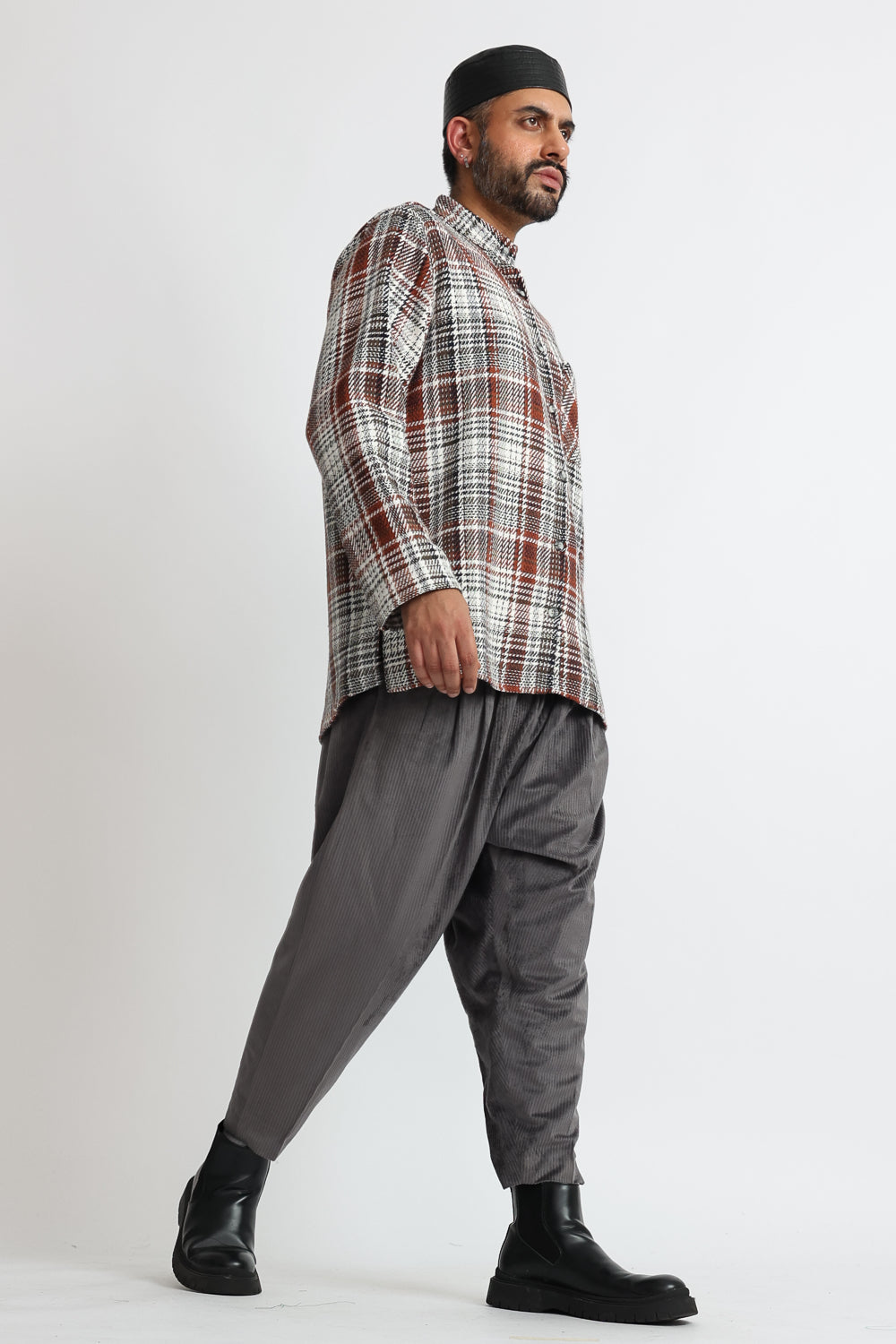 The Curator Checkered Overshirt Brown