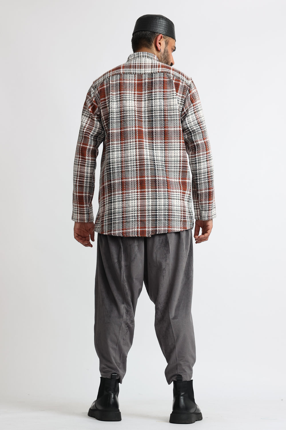 The Curator Checkered Overshirt Brown